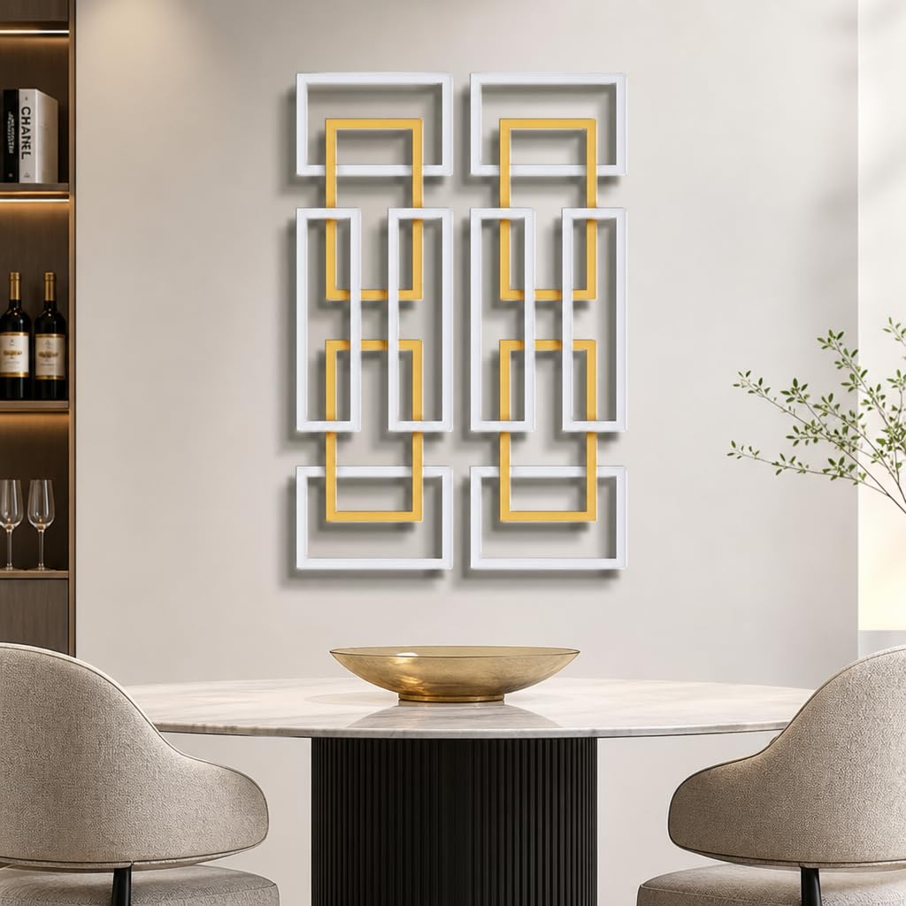 JFUJFU Large Black & Gold 3d Metal Wall Art with Geometric Round for Home