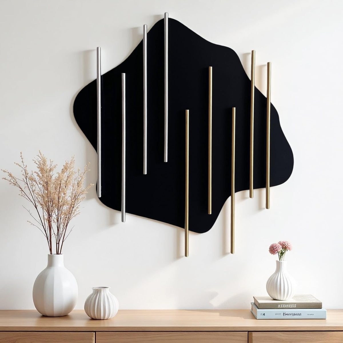 HYVAKUPPA 3D Large Metal Wall Decor Modern Aesthetic Wall Sculptures 19.7''x23.2'' Luxury Geometric Circular Decor Wall Art Artwork for Bedroom Dining Living Room Wall Decorations