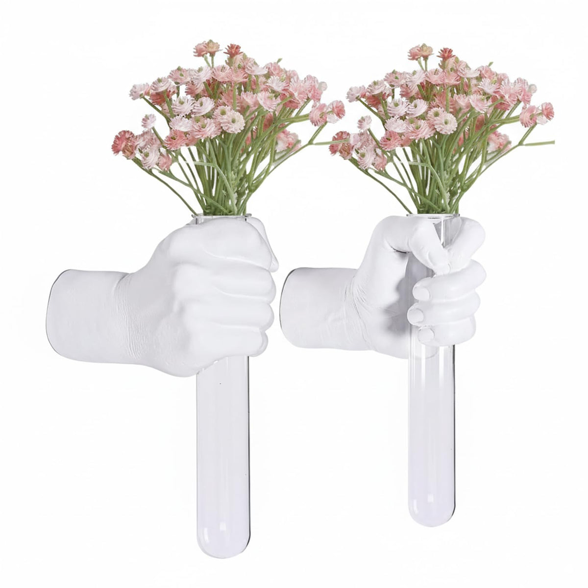 2 Pieces Wall Sculptures, Hands Vase Home Decor, Wall Mount Art Sculpture, Unique Wall Art Statue, Funky Flower Vase Decorations, Modern Eclectic Hanging Decor,Hands Statue (Gold)