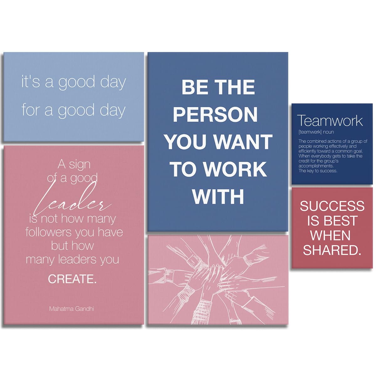 YEOION Office Wall Decor-Motivational Teamwork Wall Art Framed Set of 6