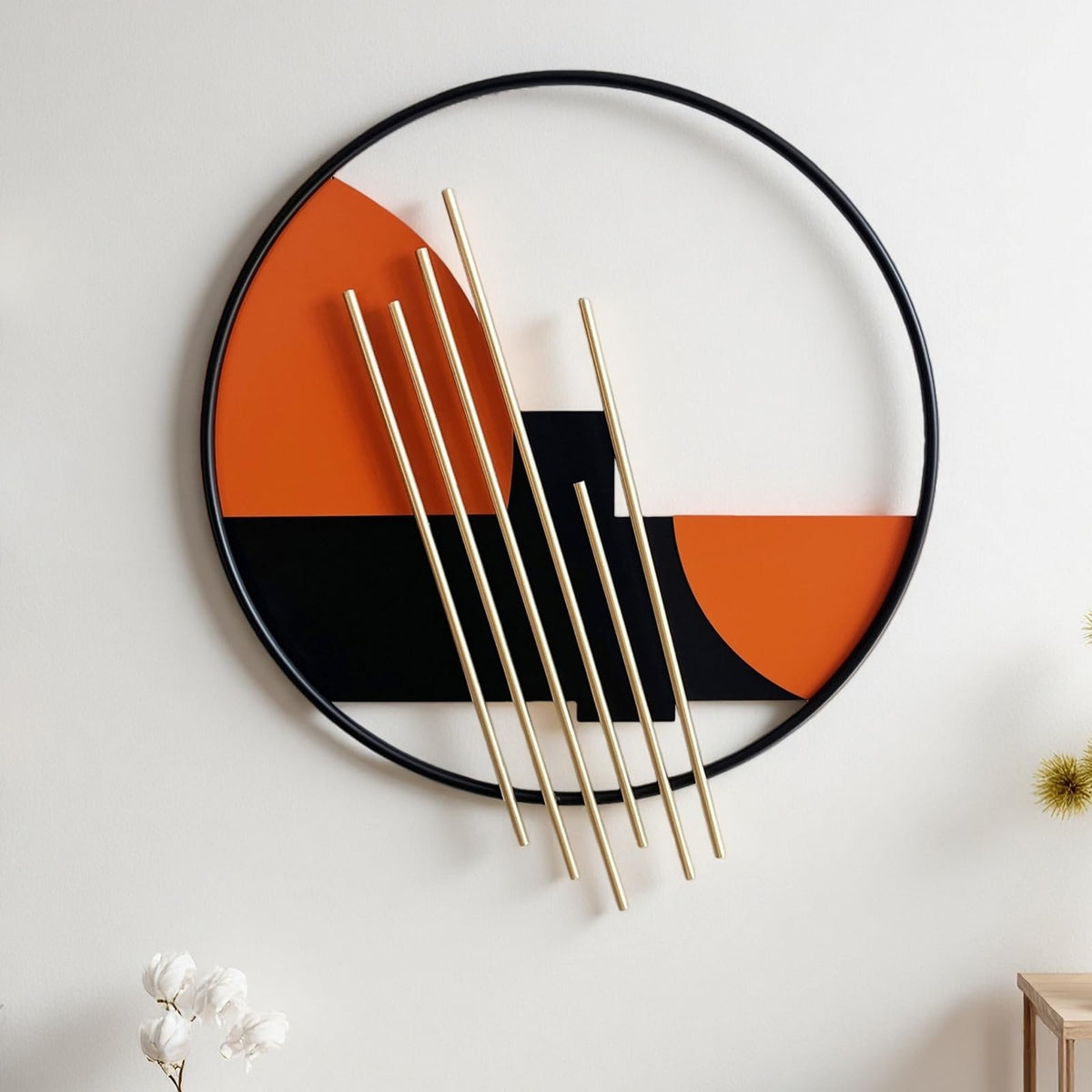 HYVAKUPPA 3D Large Metal Wall Decor Modern Aesthetic Wall Sculptures 19.7''x23.2'' Luxury Geometric Circular Decor Wall Art Artwork for Bedroom Dining Living Room Wall Decorations