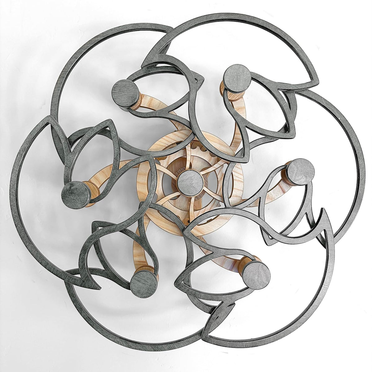 Mindsight Moving Kinetic Wall Art - Wind up to power peaceful motion (no battery) - Calming Wall Décor for Living Room, Office, Bedroom, Kitchen - Hand Crafted Wood - Ripple, Canyon Brown