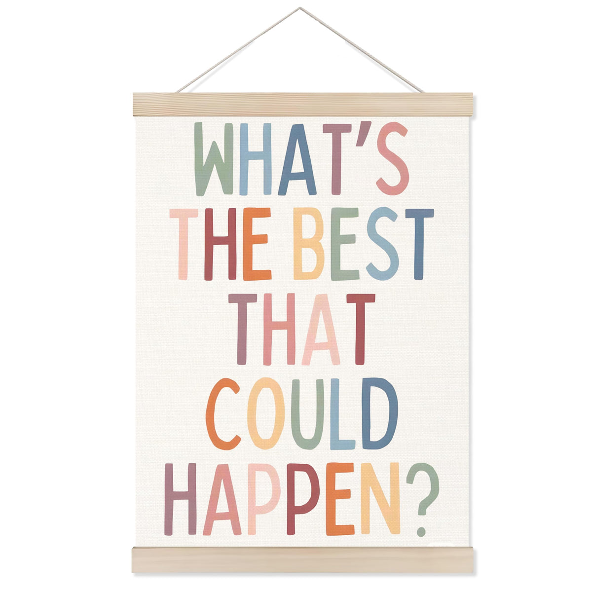 Welshower Boho Motivational Positive Poster Hanger Frame, What's the Best That Could Happen Positive Affirmations Wall Art Prints Decor for Living Room Bedroom Home Office Framed, 12x16 Inch
