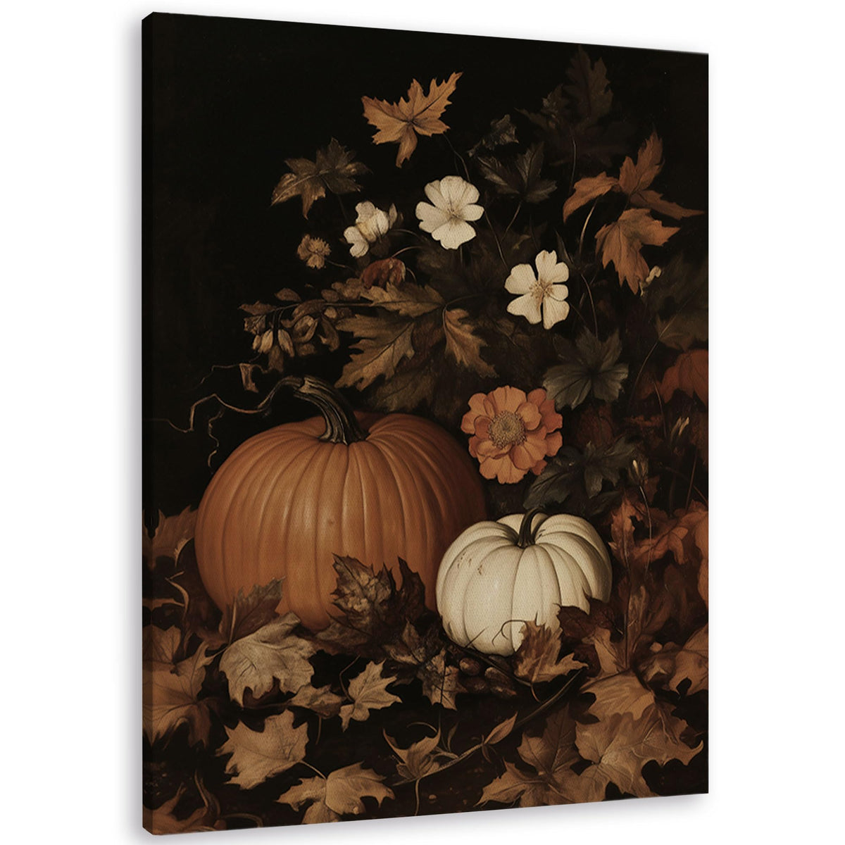 TLESKE Fall Pumpkin Rustic Farmhouse Wall Art Decor 11x14 (White-01)
