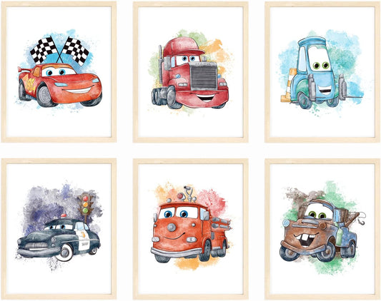Nistio® Cars Movie Poster Prints, Cars Movie Poster Wall Art Decor, Lightning McQueen, Set of 6, 8x10 inches (Unframed)