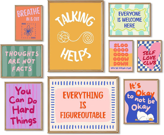Mental Health Wall Art Child Psychology Canvas Poster Therapy Office Wall Decor Inspirational Prints Motivational Pictures Affirmations Artwork Counselor Painting for Classroom 8x10x9 Inch Unframed