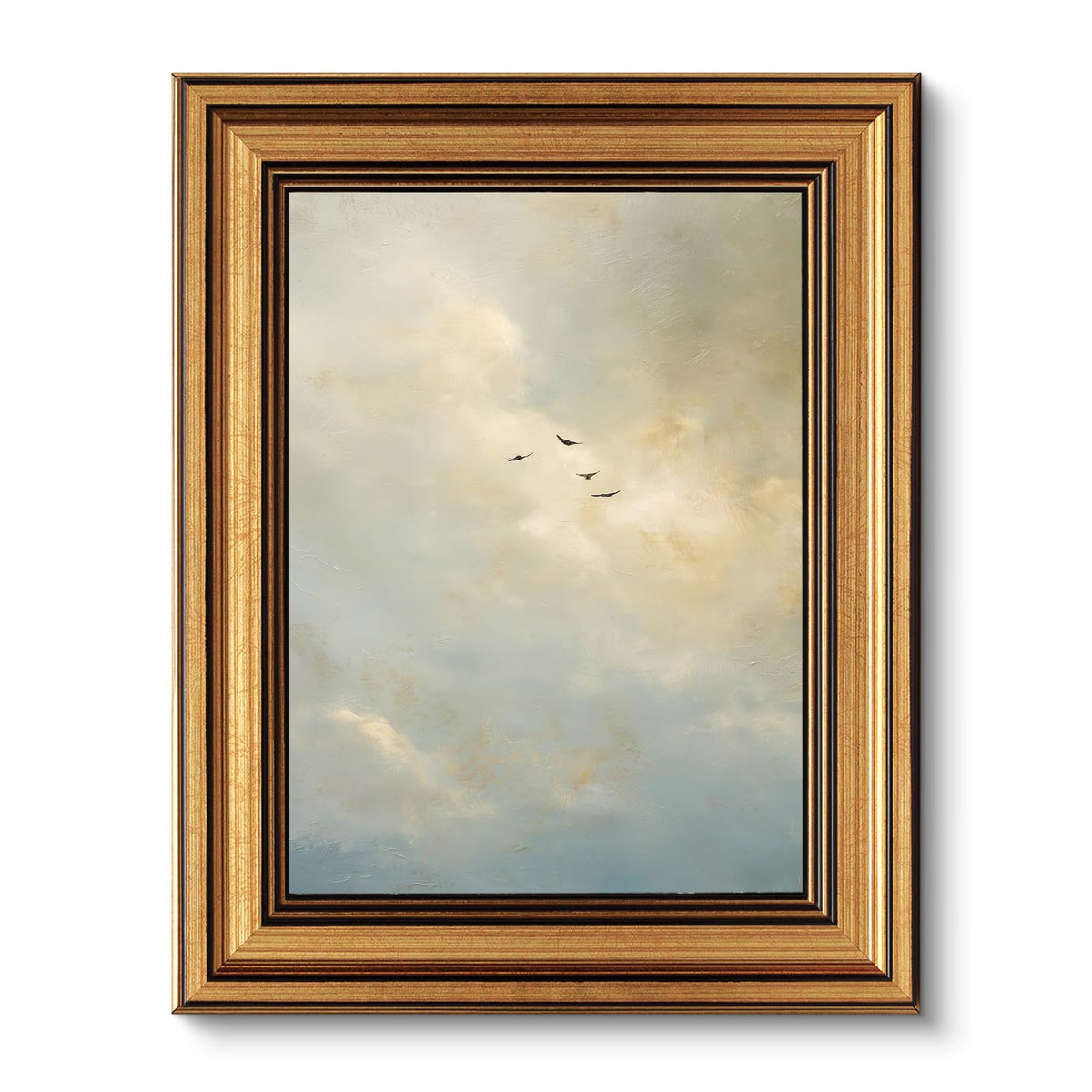 VIYYIEA Vintage Gold Framed Wall Art – Hummingbird Sketch, 8x10 IN
