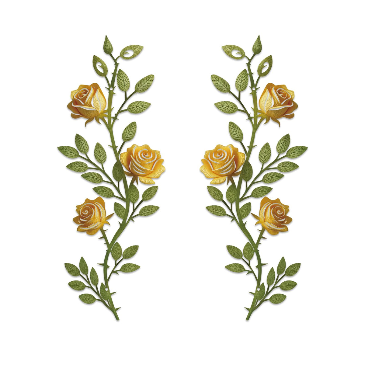 DUOOLN 2 Pcs Metal Rose Tree Leaf Wall Decor, Long Iron Scroll Vine Wall Art Above, Rustic Hanging Sign Flowers Sculpture, For Above Door Living Room Office Indoor And Outdoor Decoration - Black