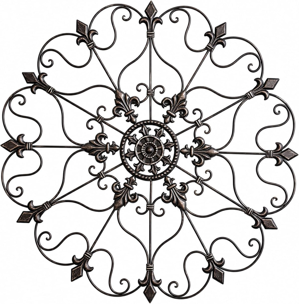 Pelopy 30" Wrought Iron Wall Art Metal Scroll Vintage Fleur-de-lis