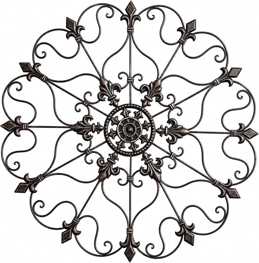 Pelopy 30" Wrought Iron Wall Art Metal Scroll Vintage Fleur-de-lis