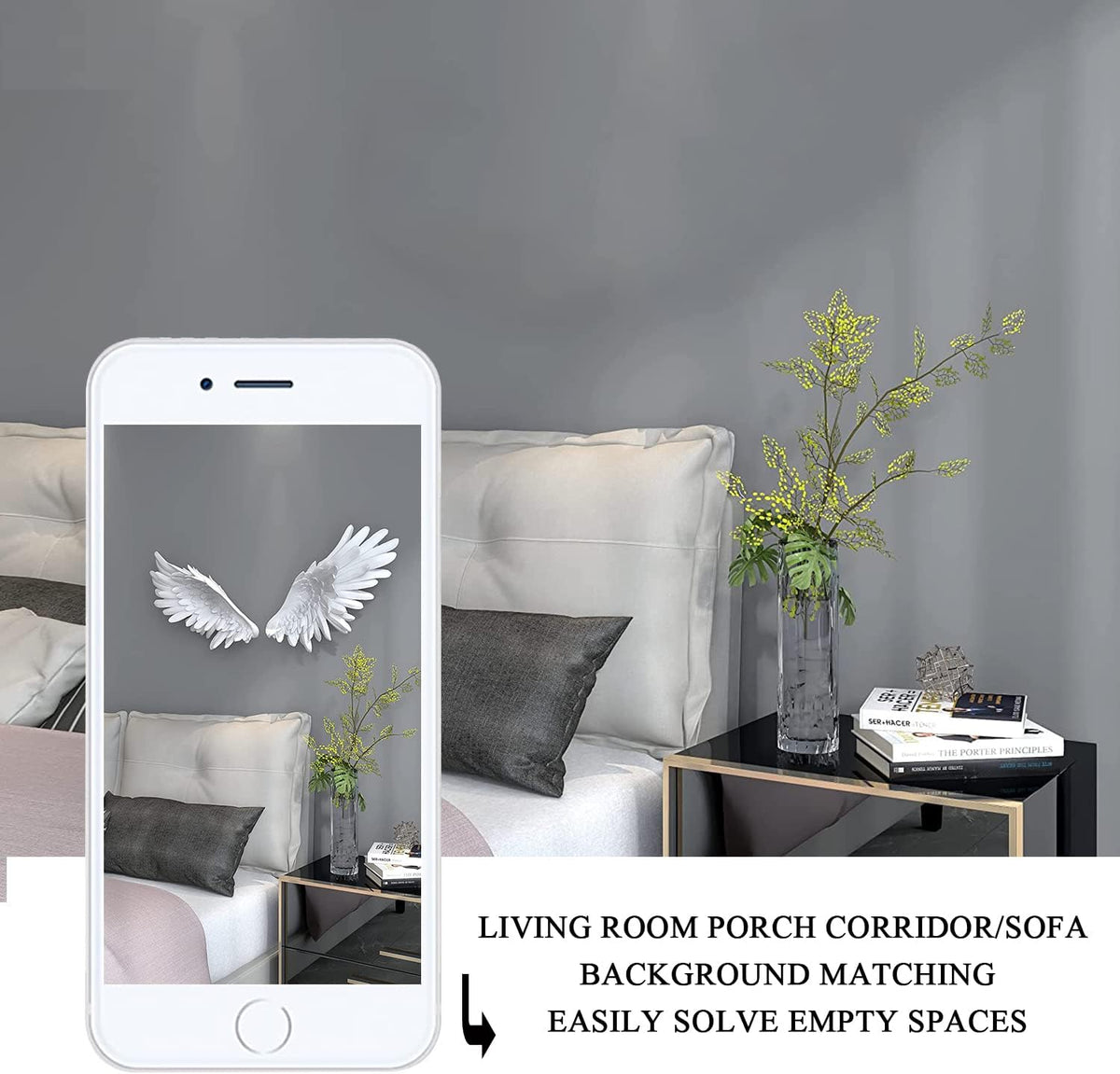 SUN RDPP Angel Wings Wall Decor, 3D Large White Angels Wings Wall Sculptures Art Decor, Angel Wings Statue Ornament for Wall Living Room Bedroom