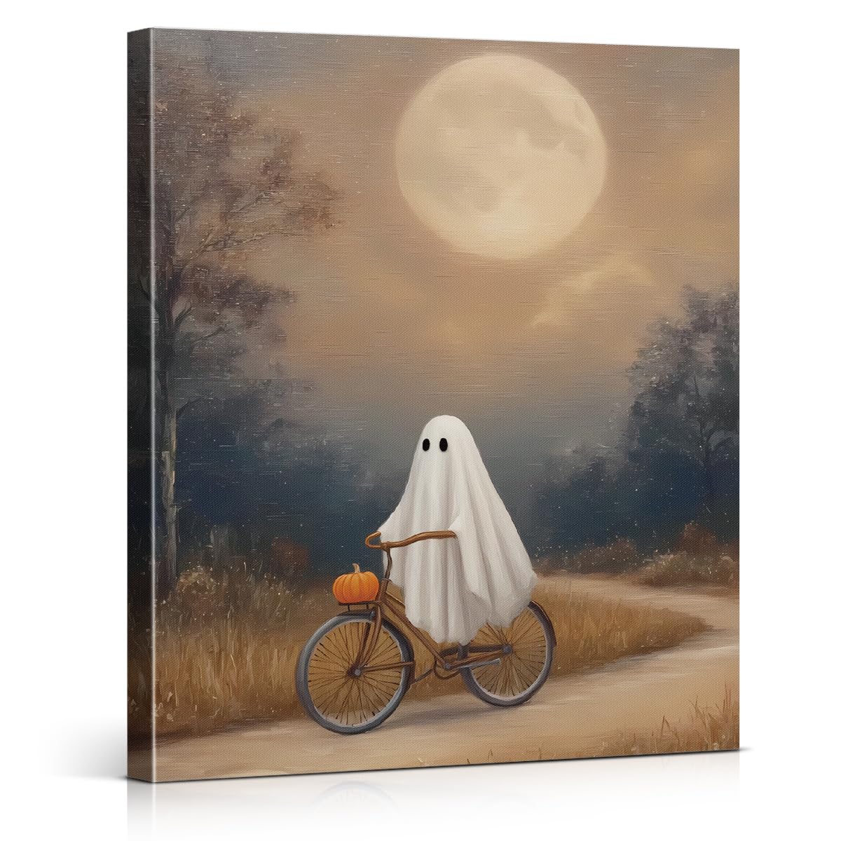 Funny Ghost Cat Halloween Bathroom Wall Art Ghost Are Canvas Print Framed