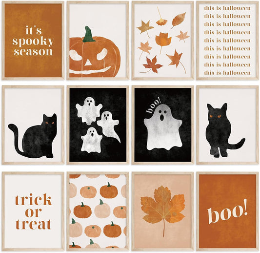 JarThenaAMCS 12Pcs Halloween Wall Art Prints, Unframed 8 x 10 Inch