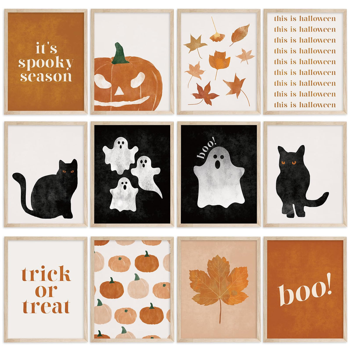 JarThenaAMCS 12Pcs Halloween Wall Art Prints, Unframed 8 x 10 Inch