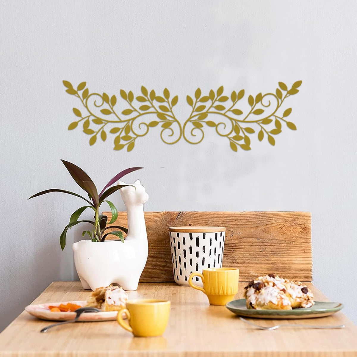 ESTART 2 Pcs Metal Tree Leaf Wall Art Vine Branch Decor, Gold