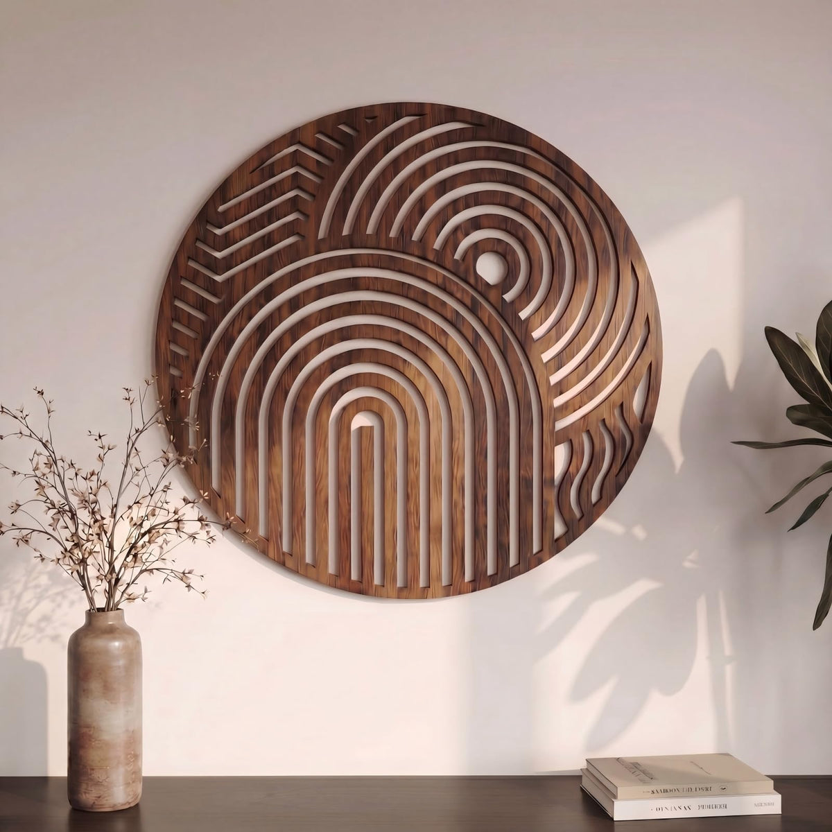 Yerliker Mcm Decor Mid Century Modern Wood Wall Art, Circular