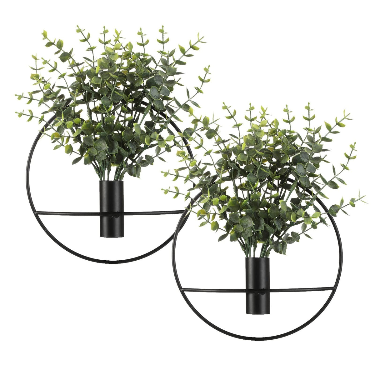 Pretty Jolly Boho Wall Decor, Wall-Mounted Metal Art, Hanging Artificial Pampas Display, Living Room, Bedroom, Bathroom, Diningroom, Fake Faux Plant 2 Pack Black Brown