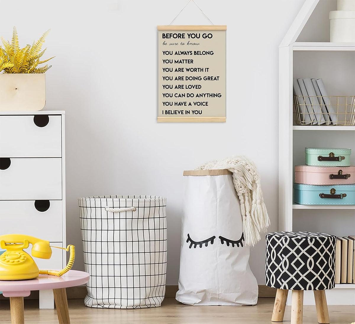 Positive Affirmations Inspirational Classroom Nursery Wall Art Decor, 12x16