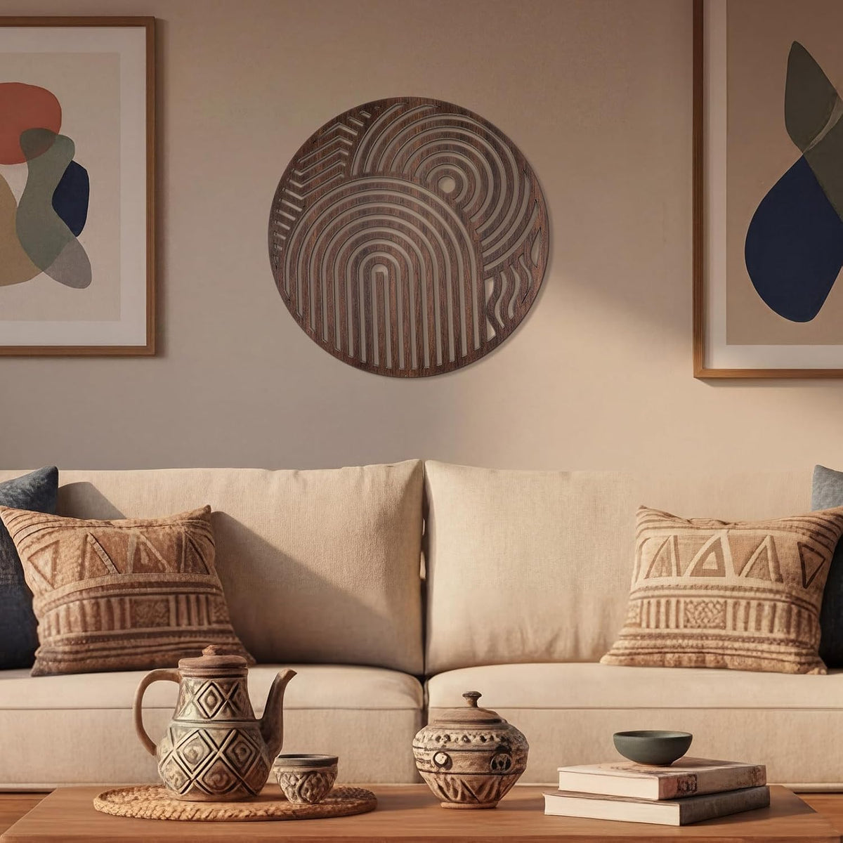 Yerliker Mcm Decor Mid Century Modern Wood Wall Art, Circular