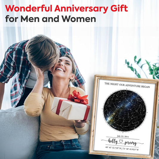 Custom Star Map Art Print - Fully Personalized (Your Details, Size, Color, Framing) | Gift for Mother's Day | Romantic Gift Husband | Paper Anniversary for Men | Special Ocassions (e.g. Wedding, Birthday, etc)