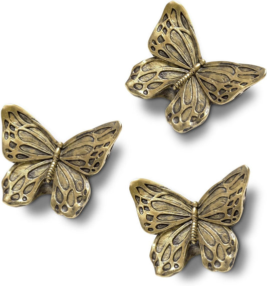 XANVYOV 3D Butterfly Wall Decor Set of 3, Antique Copper Resin Butterfly Wall Art, Vintage Wall Sculpture for the Living Room, Bedroom, Bathroom, Dining Room, Outdoor Spaces, and Gallery Walls