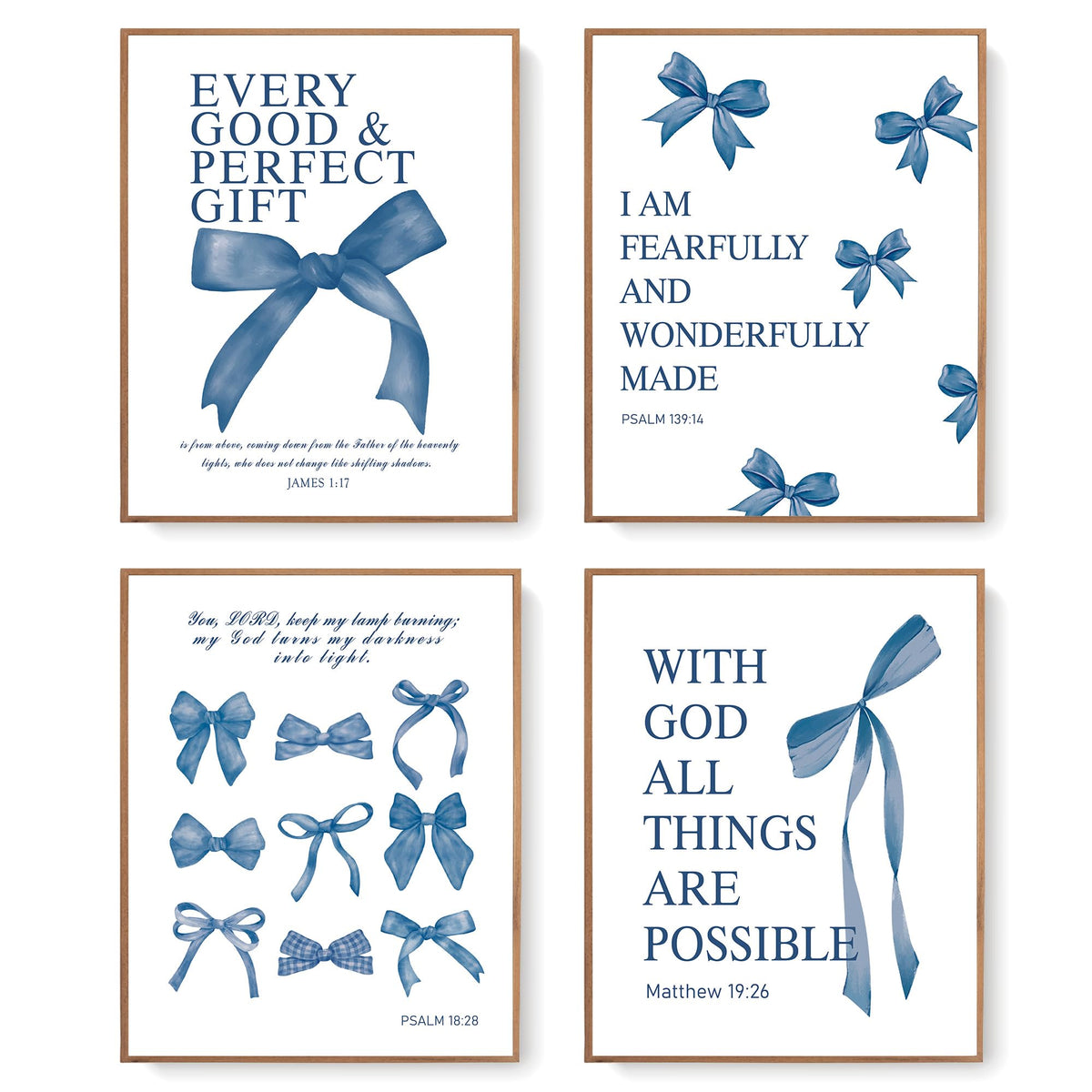 LARTSFRO Coquette Pink Bow Christian Wall Art Decor Posters, Pink Bow Christian Bathroom Room Bedroom Dorm Wall Art Decor Aesthetic for College Teen Girls Gifts,Inspirational Bible Verses Bow Wall Decor, 10x8 Inch Set of 4 Bow Pictures(UNFRAMED)