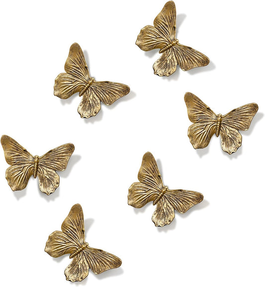 GUSFREUD 3D Butterfly Wall Decor Set – Resin Wall Decor for Living Room, Bedroom, Bathroom, Dining Room, Outdoor and Gallery Walls - Antique Copper - Set of 6