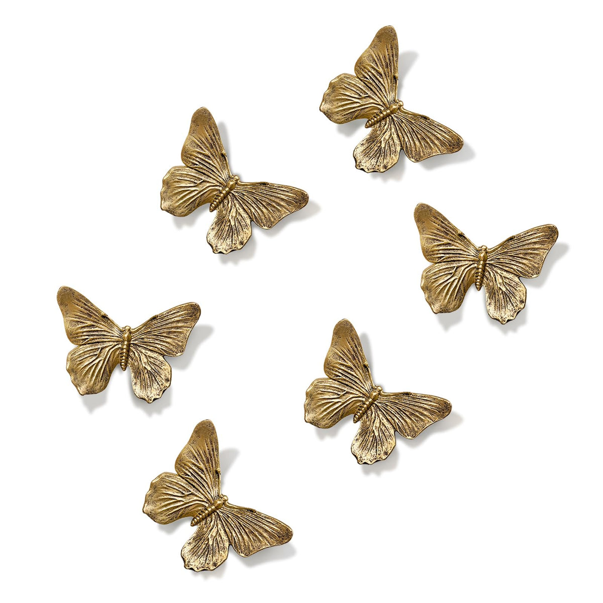 GUSFREUD 3D Butterfly Wall Decor Set – Resin Wall Decor for Living Room, Bedroom, Bathroom, Dining Room, Outdoor and Gallery Walls - Antique Copper - Set of 6