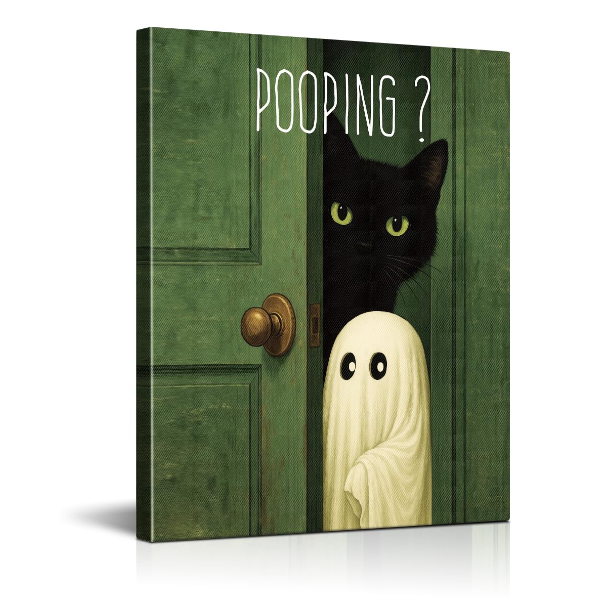 Funny Ghost Cat Halloween Bathroom Wall Art Ghost Are Canvas Print Framed