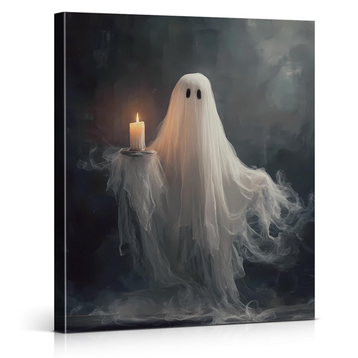 Funny Ghost Cat Halloween Bathroom Wall Art Ghost Are Canvas Print Framed