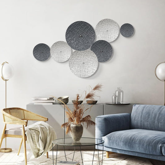 Silver and Gray Metal Wall Art Decor for Modern Living Room Hallway