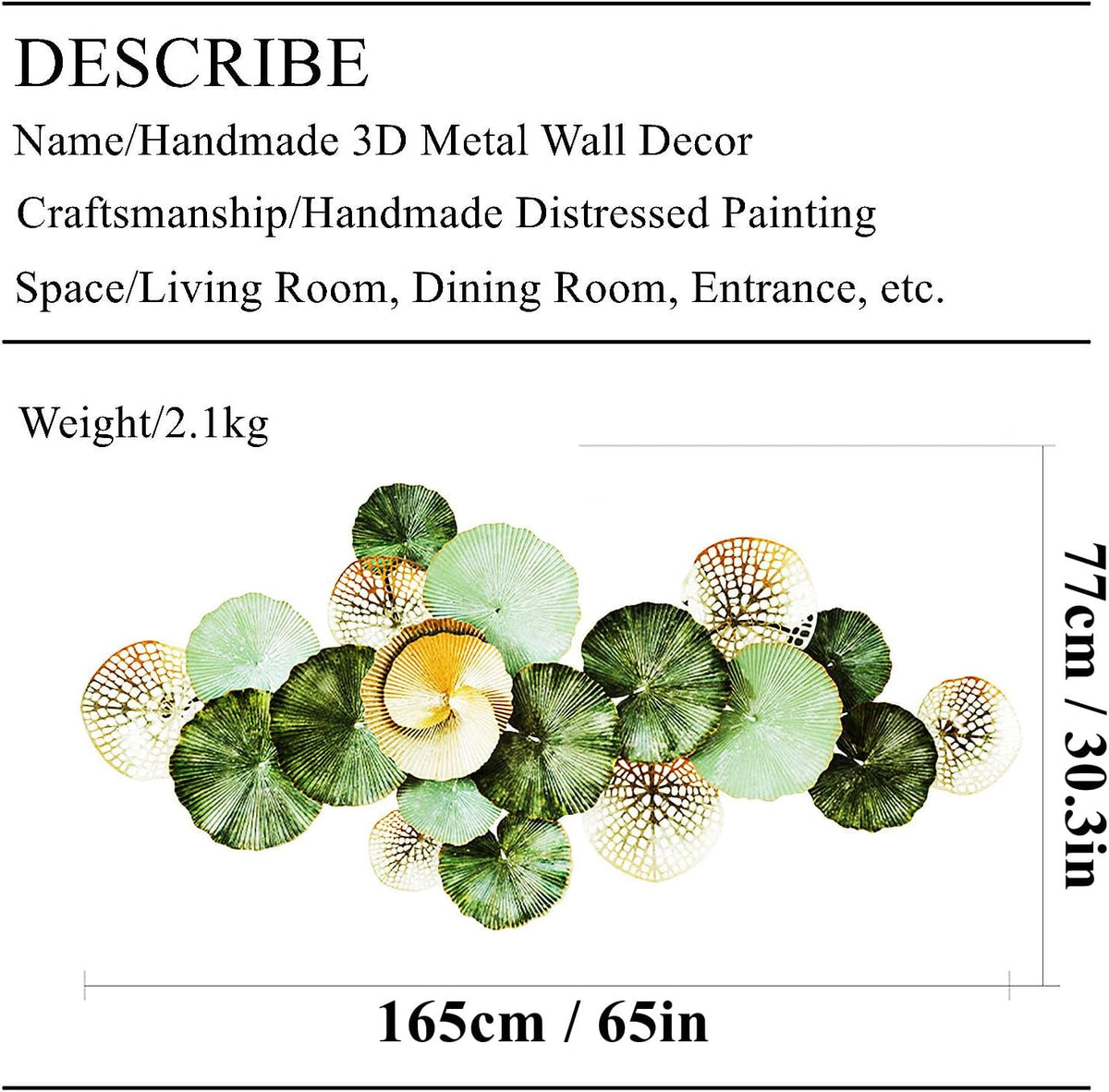 AHSDBG Extra-large Wall Decor, Coastal Metal Lotus Flower Wall Art Décor