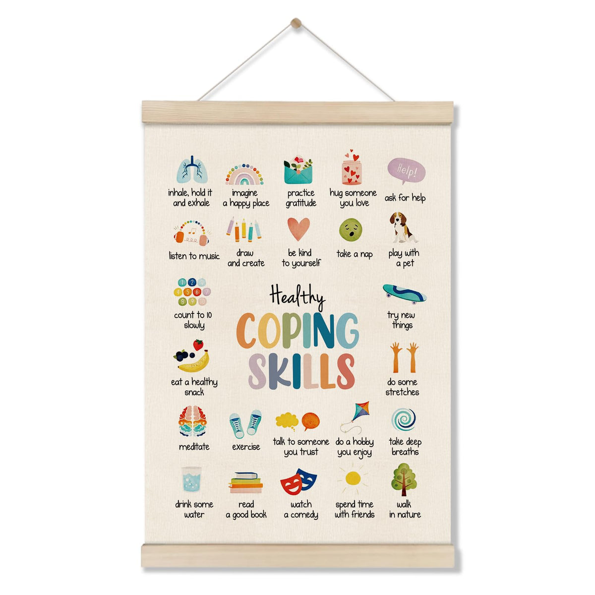 Mental Health Posters Hanger Frame, Circle Of Control Poster 16x12 Inch, Inspirational Wall Art for Homeschool Counseling Office Classroom, Therapy Office Decor, Calm Down Corner Wall Art Decor