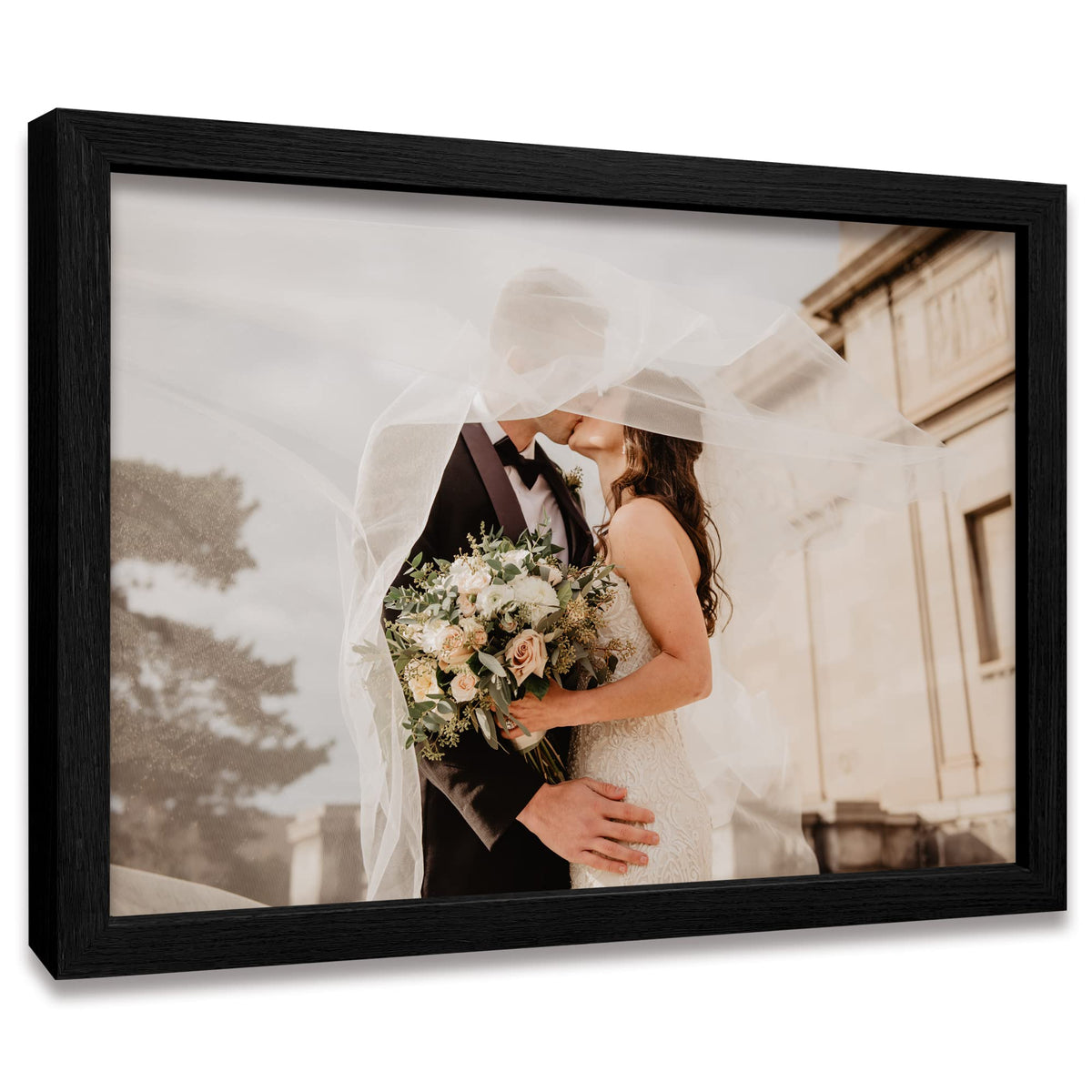 Framed Custom Canvas Prints with Your Photos Personalized Photo to Canvas Print Gifts for Couples Friends Family Baby Pets (Black, 8" L x 10" W)