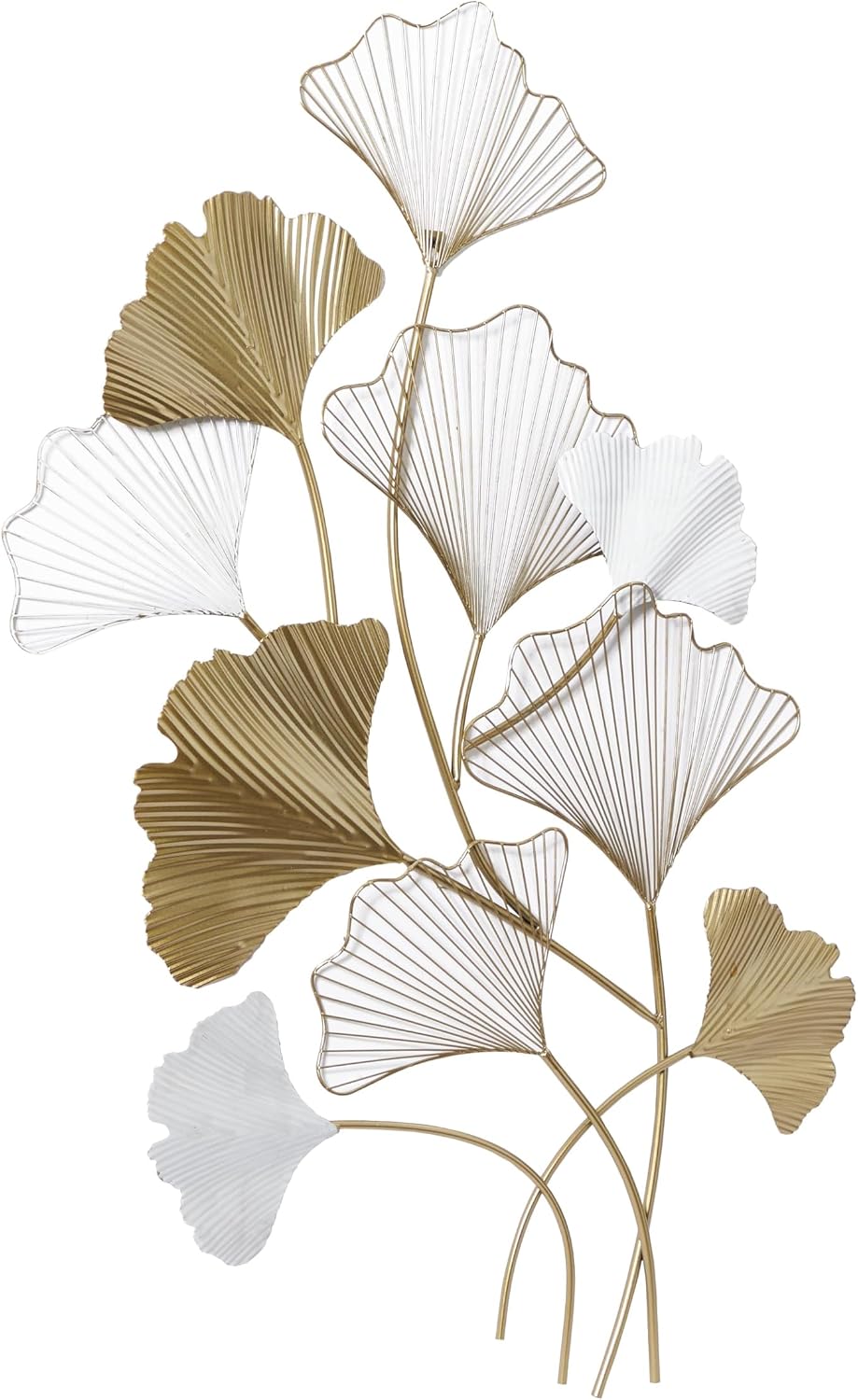 Deco 79 Metal Leaf Home Wall Decor Wall Sculpture with White Accents, Wall Art 25" x 2" x 40", Gold