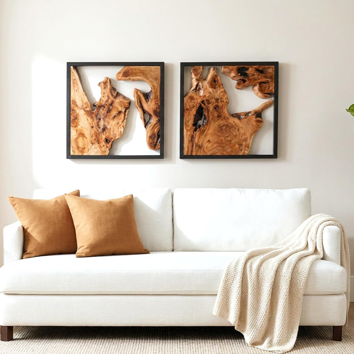 WELLAND Cedar Wall Sculptures, Set of 2, Live Edge Wood Art