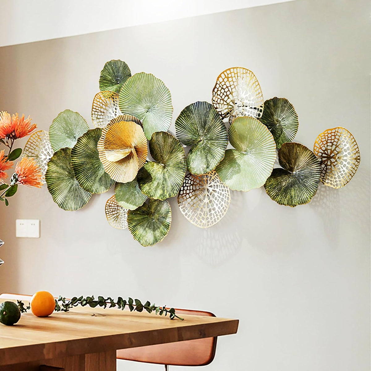 AHSDBG Extra-large Wall Decor, Coastal Metal Lotus Flower Wall Art Décor