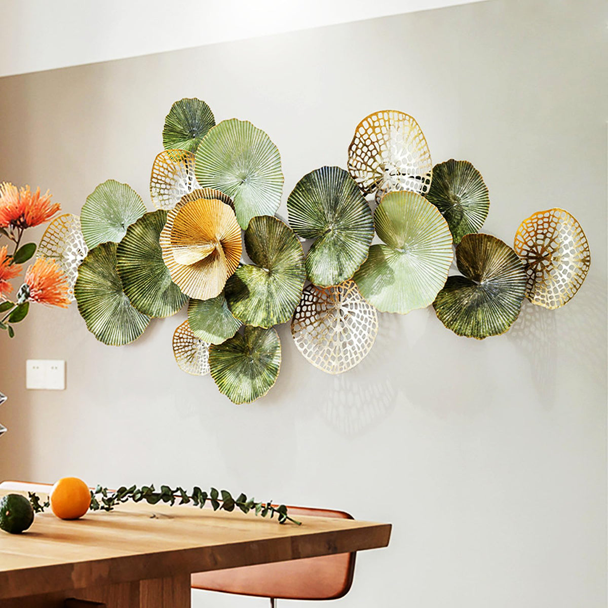 AHSDBG Extra-large Wall Decor, Coastal Metal Lotus Flower Wall Art Décor