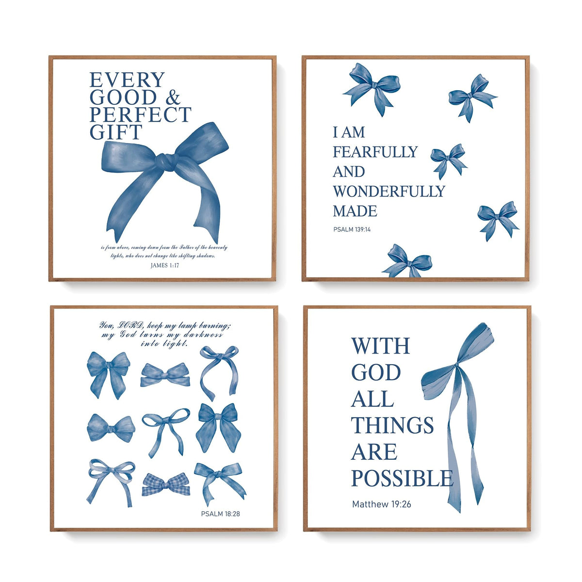 LARTSFRO Coquette Pink Bow Christian Wall Art Decor Posters, Pink Bow Christian Bathroom Room Bedroom Dorm Wall Art Decor Aesthetic for College Teen Girls Gifts,Inspirational Bible Verses Bow Wall Decor, 10x8 Inch Set of 4 Bow Pictures(UNFRAMED)