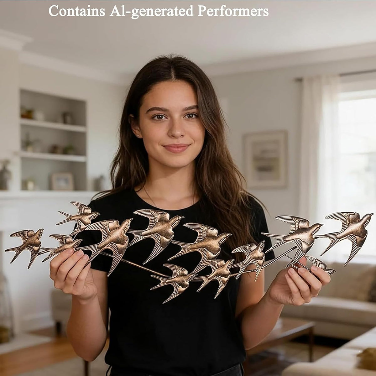 YHSOLAR Metal Bird Wall Decor, Flying Swallows Wall Art for Living Room Bedroom, 3D Flock of Birds Wall Sculpture, Nature Inspired Indoor&Outdoor Wall Art Home Decoration