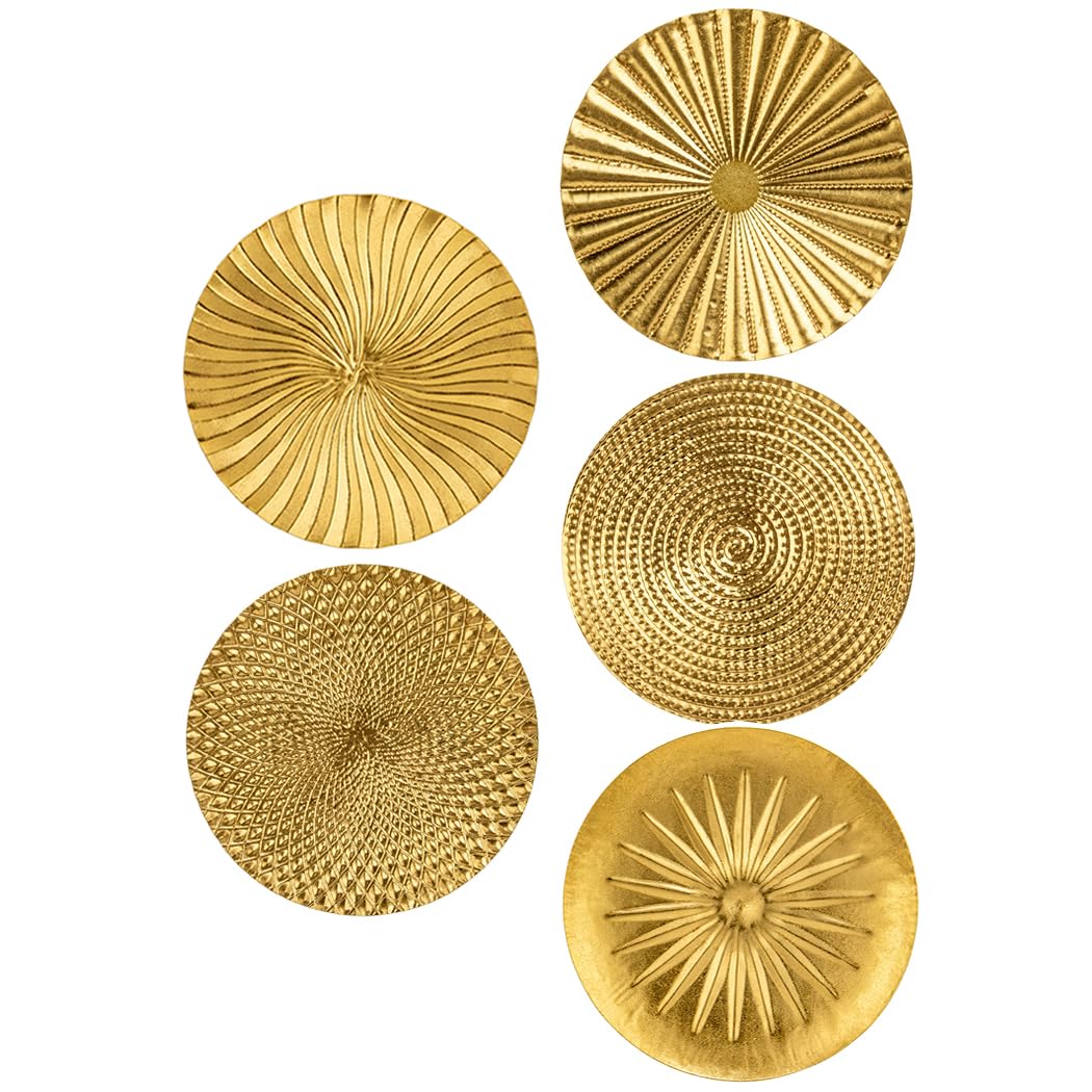 Briful 12" Gold Wall Décor Pack of 3 Metal Flower Plate Wall Art Modern Accent Hanging Wall Decorations For Home Office Bedroom Or Living Room Wall Sculptures