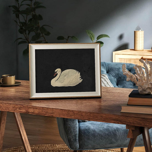 VIYYIEA Framed Wall Art for Living Room, Swan Wall Decor, 12×10 Inch