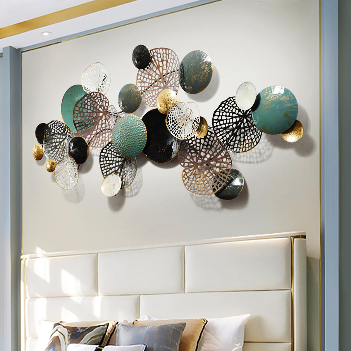 AHSDBG Extra-large Wall Decor, Coastal Metal Lotus Flower Wall Art Décor