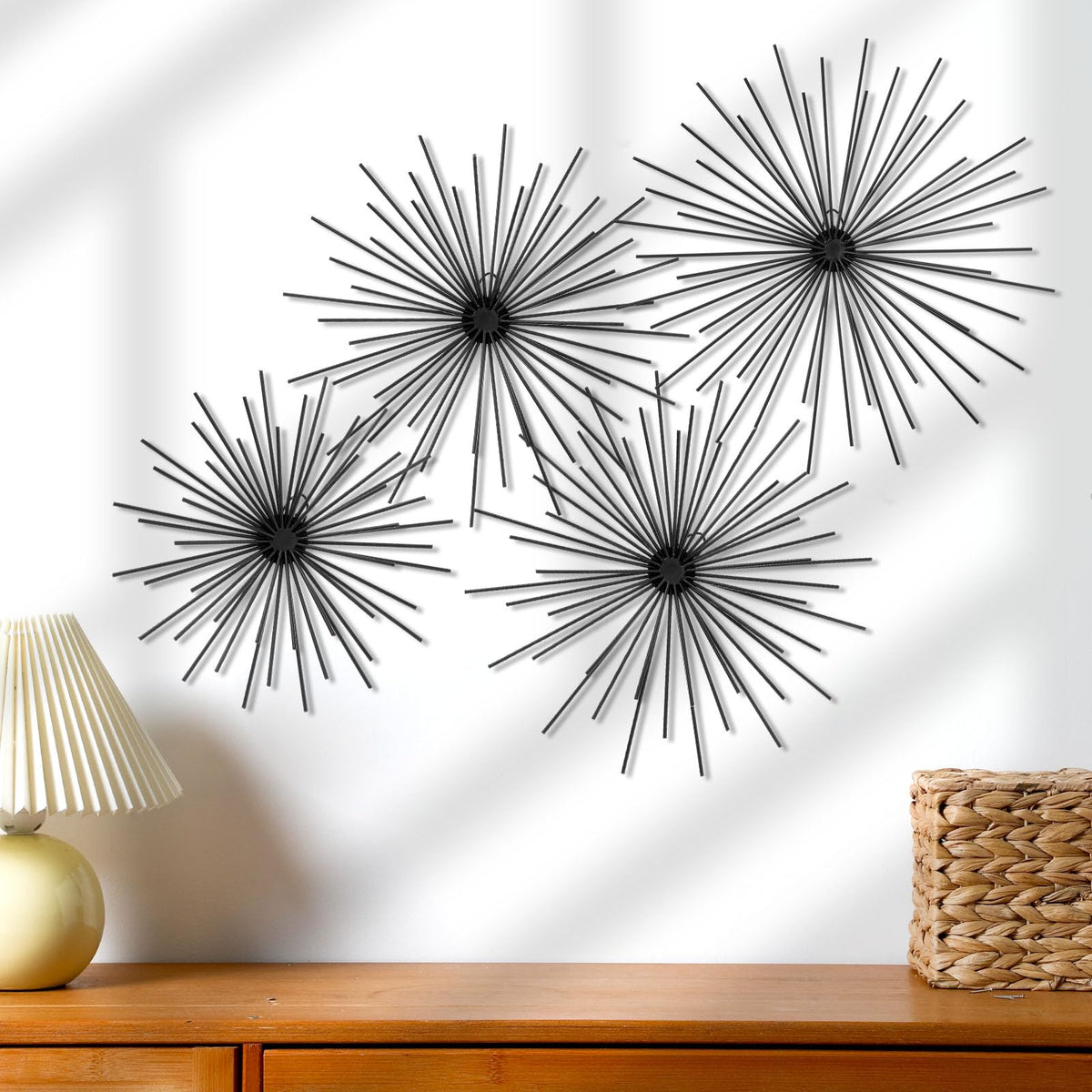 Shimeyao 4 Pcs Gold Starburst Wall Decor, Metal 3D Spike Wall Art Set