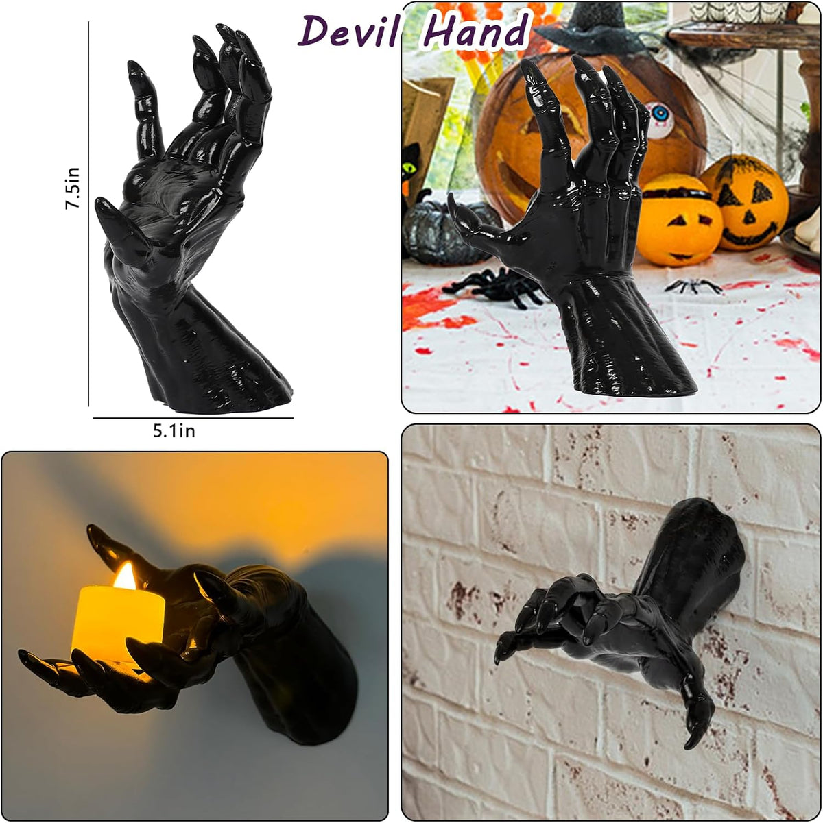 Halloween Decorations Indoor Outdoor 3 Pack Wall Mount Creepy Hands&Candles