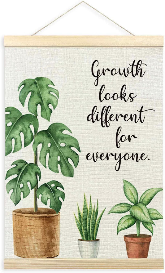 TLESKE Mental Health Wall Art Poster for Therapist Therapy Counseling Office, Motivational Inspirational Wall Decor for Classroom, Growth Looks Different for Everyone Poster with Hanger Frame 12x16