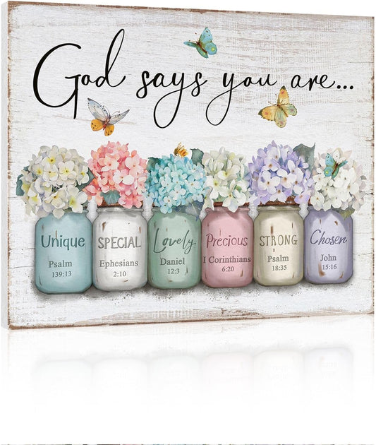 Inspirational Bible Verse Wall Art: God Says You Are Wall 12" x 15"