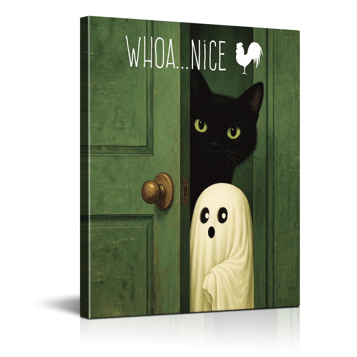 Funny Ghost Cat Halloween Bathroom Wall Art Ghost Are Canvas Print Framed