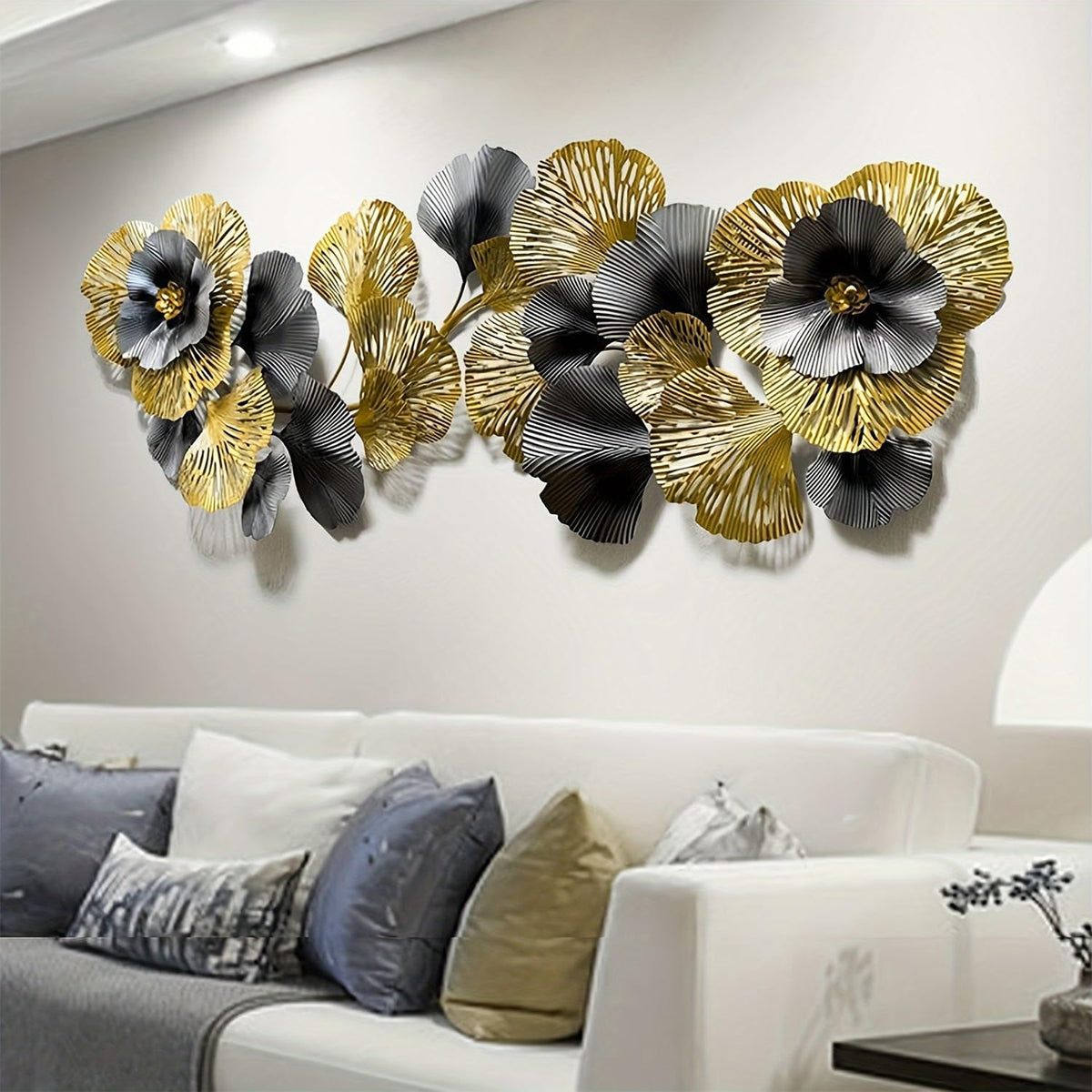 edaknez Metal Wall Art for Living Room 51" Extra Large Flower Wall Decor