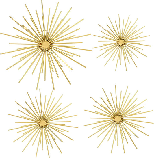 Shimeyao 4 Pcs Gold Starburst Wall Decor, Metal 3D Spike Wall Art Set